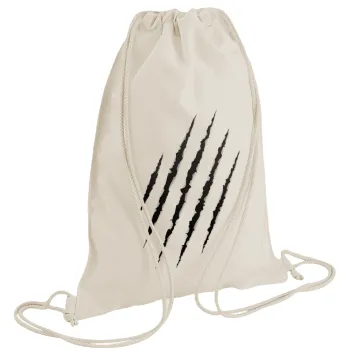 Claw scratch, Backpack bag GYMBAG natural (28x40cm)