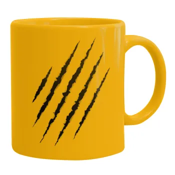 Claw scratch, Κούπα, κεραμική κίτρινη, 330ml