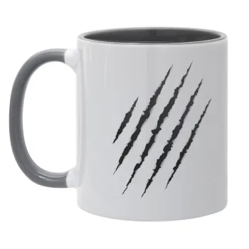 Claw scratch, Mug colored grey, ceramic, 330ml