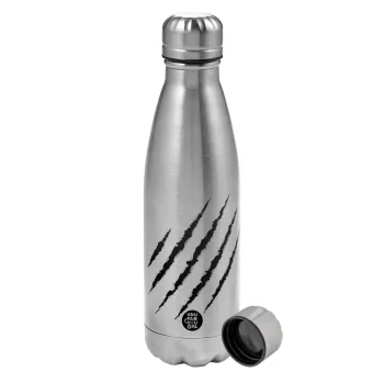 Claw scratch, Metallic water bottle, stainless steel, 750ml