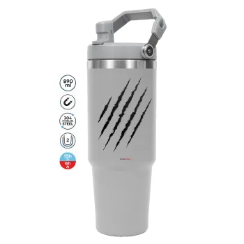 Claw scratch, GREY color, 890ml (30oz) stainless Steel Tumbler with Handle