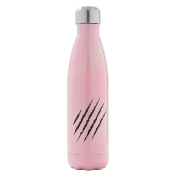Claw scratch, Metal mug thermos Pink Iridiscent (Stainless steel), double wall, 500ml
