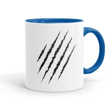 Claw scratch, Mug colored blue, ceramic, 330ml