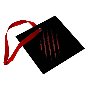 Claw scratch, Στολίδι Χριστουγεννιάτικο στολίδι γυάλινο τετράγωνο 9x9cm