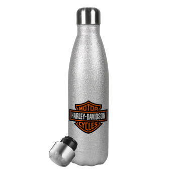 Motor Harley Davidson, Metallic Glitter Silver Thermos Flask (Stainless steel), double-walled, 500ml