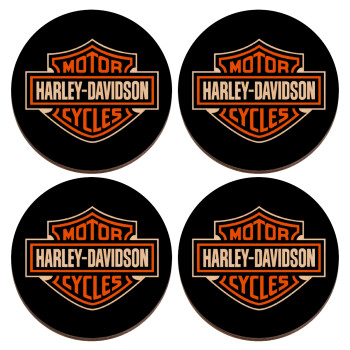 Motor Harley Davidson, ΣΕΤ x4 Σουβέρ ξύλινα στρογγυλά plywood (9cm)