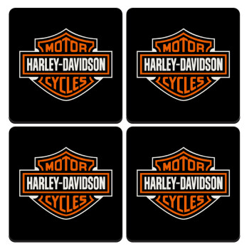 Motor Harley Davidson, ΣΕΤ 4 Σουβέρ ξύλινα τετράγωνα (9cm)