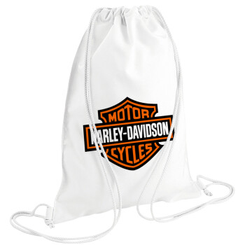 Motor Harley Davidson, Τσάντα πλάτης πουγκί GYMBAG λευκή (28x40cm)