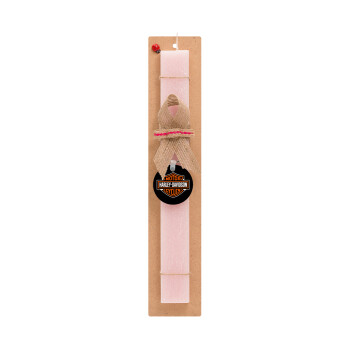 Motor Harley Davidson, Easter Set, wooden keychain & scented flat Easter candle (30cm) (PINK)