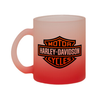 Motor Harley Davidson, Κούπα γυάλινη δίχρωμη με βάση το κόκκινο ματ, 330ml