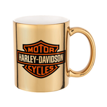 Motor Harley Davidson, Κούπα κεραμική, χρυσή καθρέπτης, 330ml