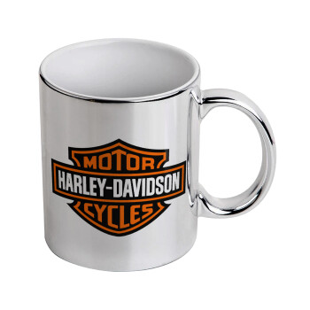 Motor Harley Davidson, Κούπα κεραμική, ασημένια καθρέπτης, 330ml
