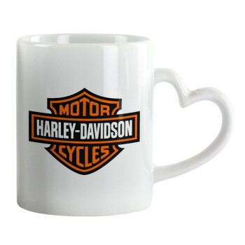 Motor Harley Davidson, Κούπα καρδιά χερούλι λευκή, κεραμική, 330ml