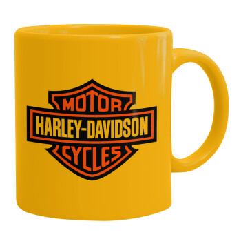 Motor Harley Davidson, Ceramic coffee mug yellow, 330ml (1pcs)
