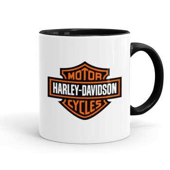 Motor Harley Davidson, Κούπα χρωματιστή μαύρη, κεραμική, 330ml