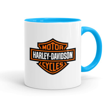 Motor Harley Davidson, Κούπα χρωματιστή γαλάζια, κεραμική, 330ml