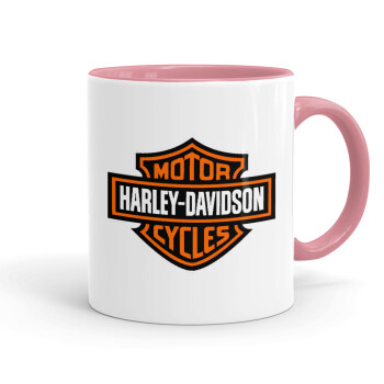 Motor Harley Davidson, Κούπα χρωματιστή ροζ, κεραμική, 330ml