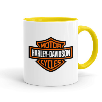 Motor Harley Davidson, Κούπα χρωματιστή κίτρινη, κεραμική, 330ml