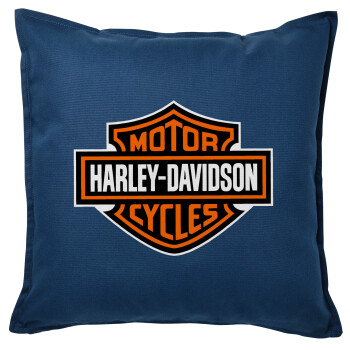 Motor Harley Davidson, Μαξιλάρι καναπέ Μπλε 100% βαμβάκι, περιέχεται το γέμισμα (50x50cm)