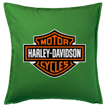 Motor Harley Davidson, Μαξιλάρι καναπέ Πράσινο 100% βαμβάκι, περιέχεται το γέμισμα (50x50cm)