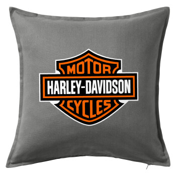 Motor Harley Davidson, Μαξιλάρι καναπέ Γκρι 100% βαμβάκι, περιέχεται το γέμισμα (50x50cm)