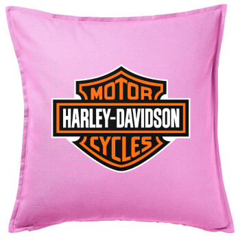 Motor Harley Davidson, Μαξιλάρι καναπέ ΡΟΖ 100% βαμβάκι, περιέχεται το γέμισμα (50x50cm)