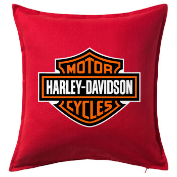 Motor Harley Davidson, Μαξιλάρι καναπέ Κόκκινο 100% βαμβάκι, περιέχεται το γέμισμα (50x50cm)