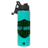 Metallic water bottle with safety lid, 850ml aluminum