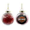 Transparent Christmas tree ball ornament with red filling 8cm