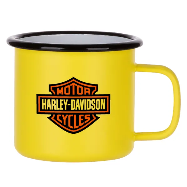 Motor Harley Davidson — Κούπα Μεταλλική εμαγιέ ΜΑΤ Κίτρινη 360ml