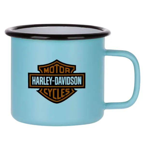 Motor Harley Davidson — Κούπα Μεταλλική εμαγιέ ΜΑΤ σιέλ 360ml