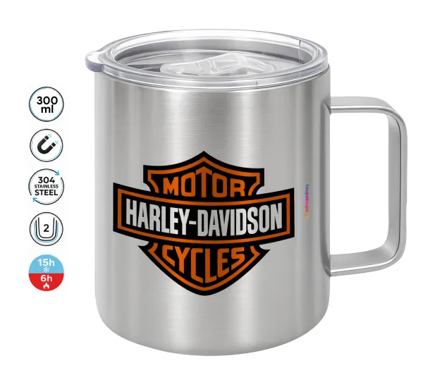 Motor Harley Davidson — Double-walled stainless steel mug 300ml with temperature-retaining lid