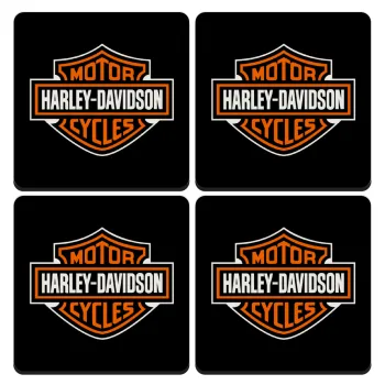 Motor Harley Davidson, ΣΕΤ 4 Σουβέρ ξύλινα τετράγωνα (9cm)