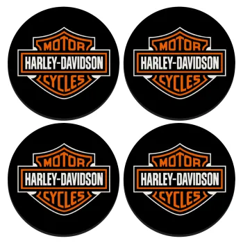 Motor Harley Davidson, ΣΕΤ 4 Σουβέρ ξύλινα στρογγυλά (9cm)