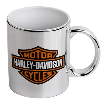 Motor Harley Davidson, Κούπα κεραμική, ασημένια καθρέπτης, 330ml