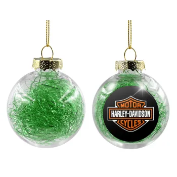 Motor Harley Davidson, Transparent Christmas tree ball ornament with green filling 8cm