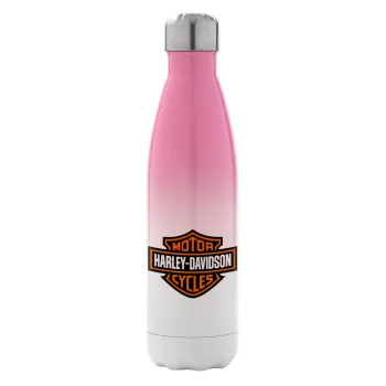 Motor Harley Davidson, Metal mug thermos Pink/White (Stainless steel), double wall, 500ml