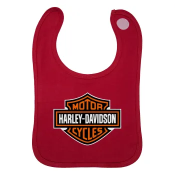 Motor Harley Davidson, Σαλιάρα με Σκρατς Κόκκινη 100% Organic Cotton (0-18 months)