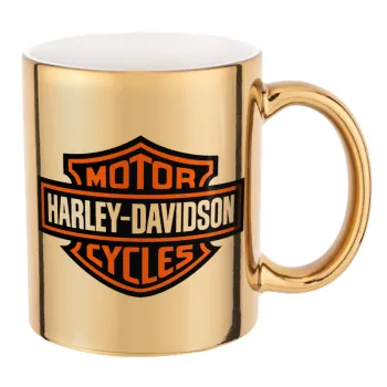 Motor Harley Davidson, Mug ceramic, gold mirror, 330ml