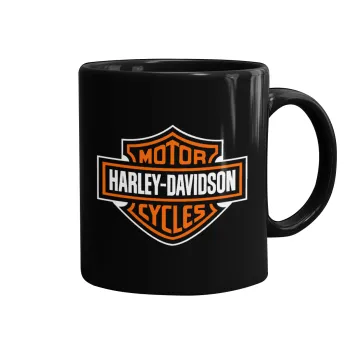 Motor Harley Davidson, Κούπα Μαύρη, κεραμική, 330ml