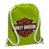 Backpack bag GYMBAG LIME GREEN, with pocket (40x48cm) & thick cords