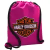 Backpack pouch GYMBAG Fuchsia, with pocket (40x48cm) & thick cords