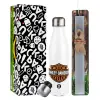 Easter candle, metallic white thermos bottle (500ml) & aromatic flat candle (30cm) (GRAY)