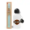 Easter Set, metallic aluminum water bottle (500ml) & scented flat candle (30cm) (TURQUOISE)