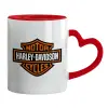 Mug heart red handle, ceramic, 330ml