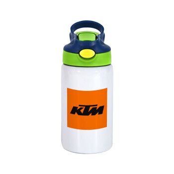 KTM, Children's hot water bottle, stainless steel, with safety straw, green, blue (350ml)