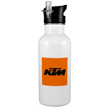 KTM, Παγούρι νερού Λευκό με καλαμάκι, ανοξείδωτο ατσάλι 600ml