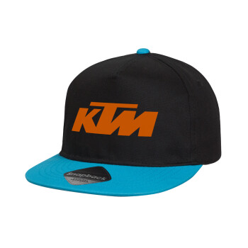 KTM, Καπέλο παιδικό Flat Snapback, Μαύρο/Μπλε (100% ΒΑΜΒΑΚΕΡΟ, ΠΑΙΔΙΚΟ, UNISEX, ONE SIZE)
