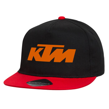 KTM, Καπέλο παιδικό Flat Snapback, Μαύρο/Κόκκινο (100% ΒΑΜΒΑΚΕΡΟ, ΠΑΙΔΙΚΟ, UNISEX, ONE SIZE)