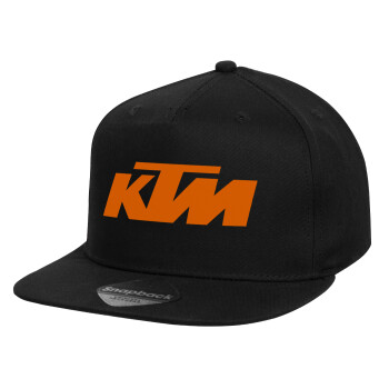 KTM, Καπέλο παιδικό Flat Snapback, Μαύρο (100% ΒΑΜΒΑΚΕΡΟ, ΠΑΙΔΙΚΟ, UNISEX, ONE SIZE)